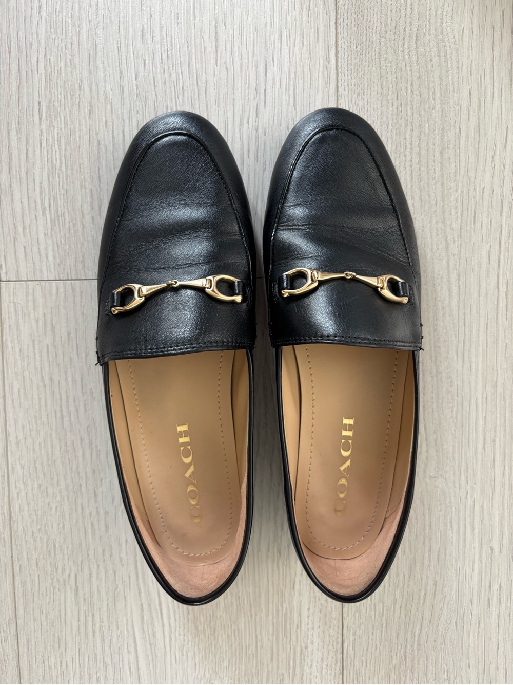 COACH Black Leather Loafers